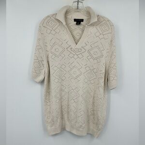 *Art of Rhetoric Short Sleeve Crochet Polo Top 100% Cotton Mens Large | AT633